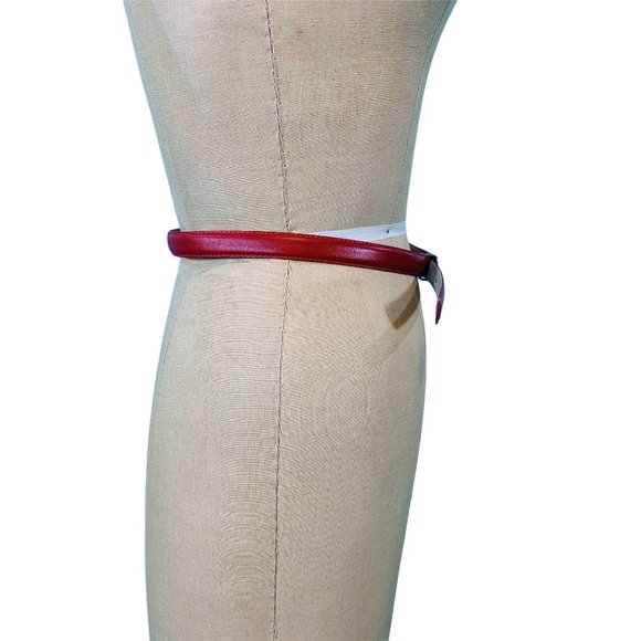 Vintage 1980s Red Leather Belt Silver Buckle Rayman Ridles | W 25-29" - Picture 6 of 8